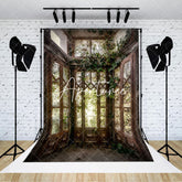 Aperturee - Aperturee Shabby Abandoned Vine Greenhouse Photography Backdrop